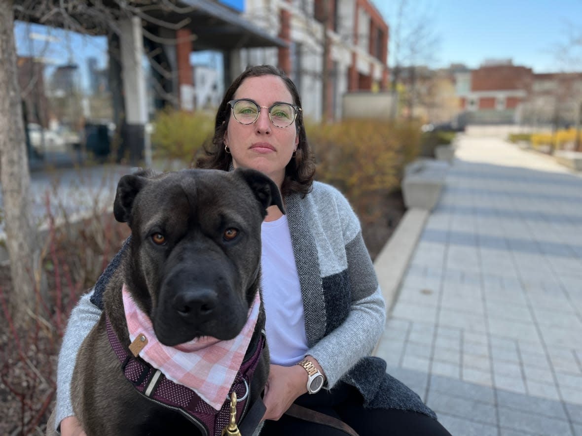 Nicola Lightstone was randomly assaulted by someone she says was in a mental health crisis when she took her dog Noodle outside in the middle of the night in Toronto in January. (Nicole Brockbank/CBC - image credit)