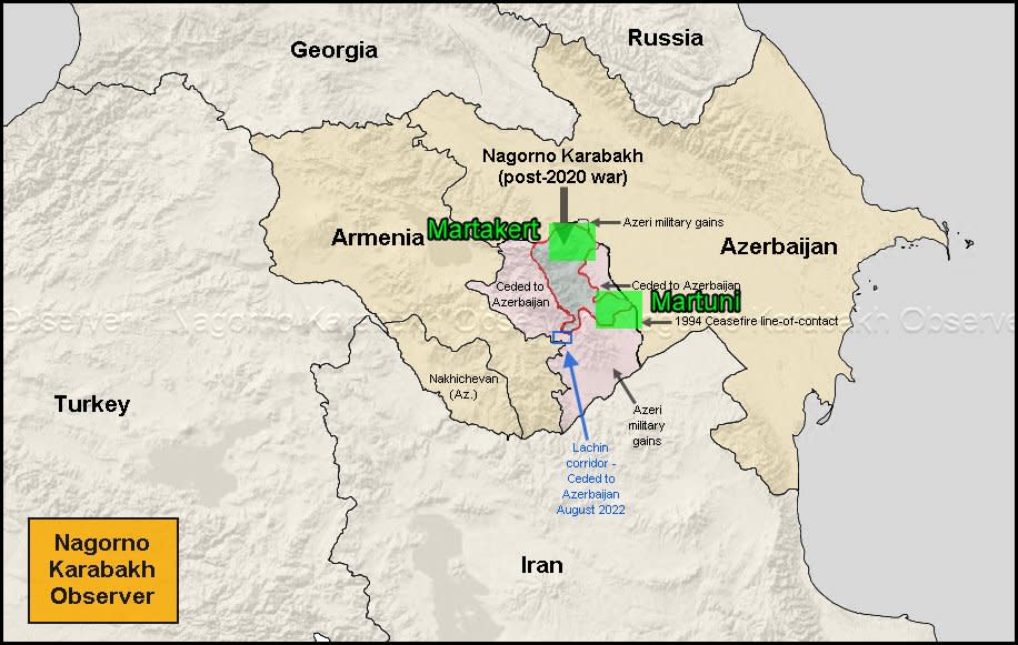 納卡地區在亞塞拜然境內，但居民主要是亞美尼亞人   圖：翻攝自Nagorno Karabakh Observer推特