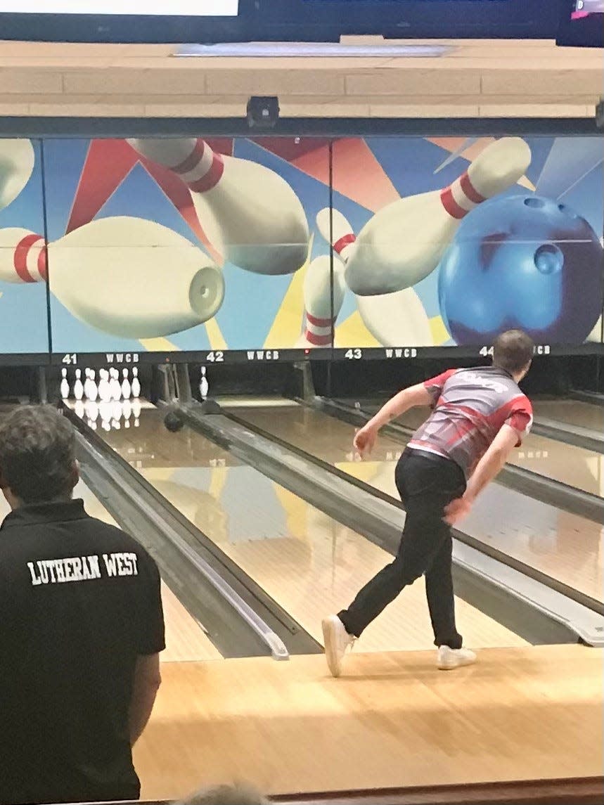 Elgin graduate Keaton Hall competes at last year's Division II boys bowling state tournament at Wayne Webb's Columbus Bowl.