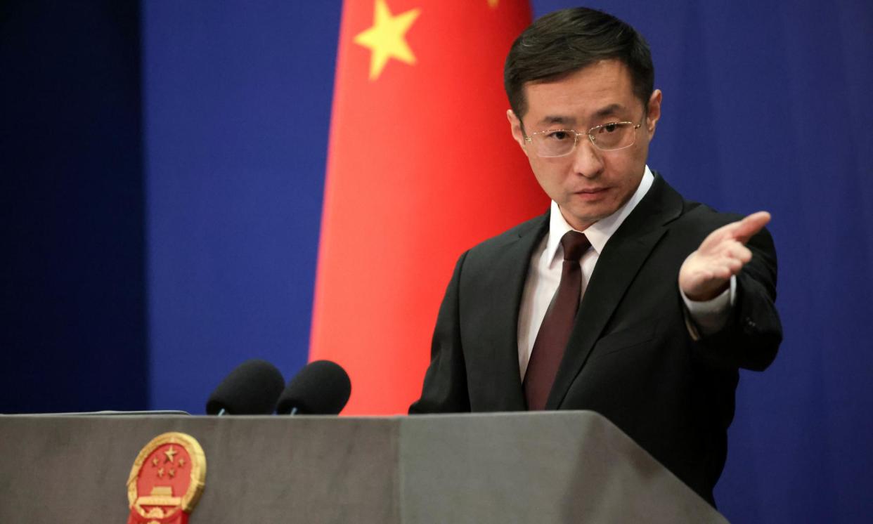 <span>Chinese foreign ministry spokesperson Lin Jian mentioned China's firm opposition to the countries and institutions ‘slandering’ Article 23, the new national security law.</span><span>Photograph: Andrés Martínez Casares/EPA</span>
