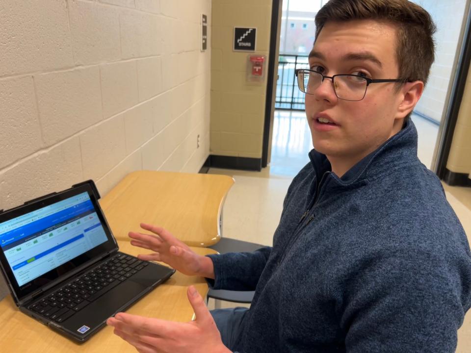 Susquehanna High School student Aaron Walters is learning financial literacy through an investment game.