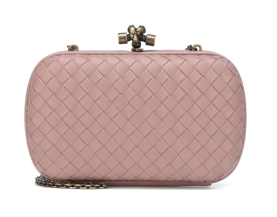 Bottega Veneta Chain Knot intrecciato clutch. (PHOTO: MyTheresa)