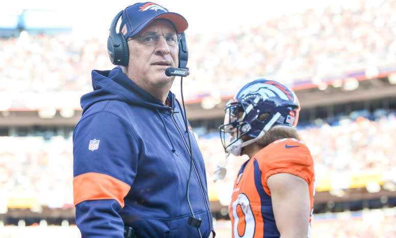 Denver Broncos head coach Vic Fangio during a game.