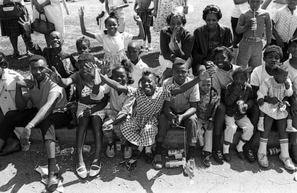 PHOTO: Crowds line up along the street to watch the Bud Billiken Day parade, Chicago, in 1967.  (Robert Abbott Sengstacke/Getty Images)