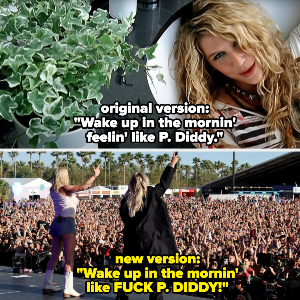 Original version was "feeling like P Diddy," and her new version is "fuck P Diddy"