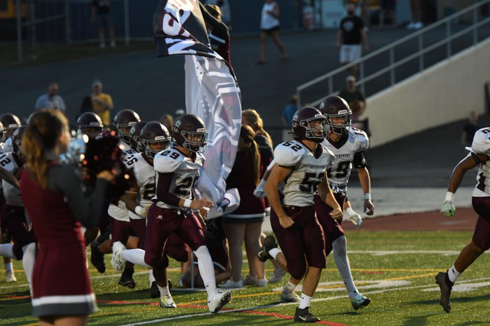 Shippensburg enters the field before they would defeat Cedar Cliff 28-10 on Friday, August 27, 2022