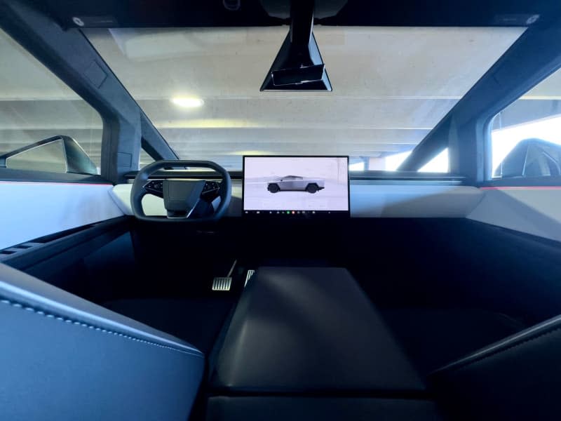 The Cybertruck has the most austere of cockpits, and it helps if you are an aesthetic minimalist. Thomas Geiger/dpa