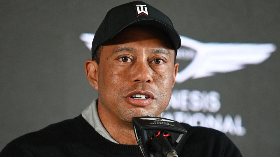 Pictured here, Tiger Woods addresses the media about his recovery from career-threatening leg injuries.