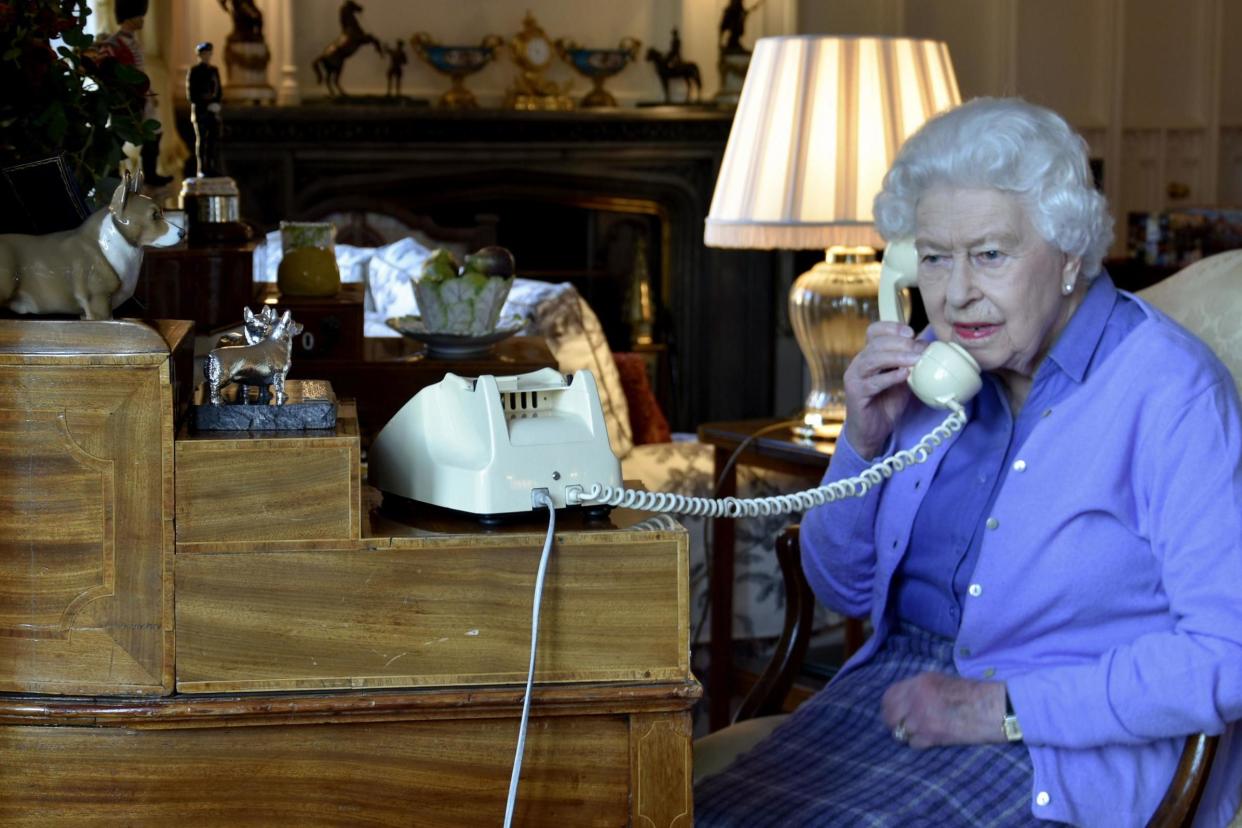 Queen Elizabeth II speaking to Prime Minister Boris Johnson from Windsor Castle for her weekly Audience during the coronavirus epidemic: PA