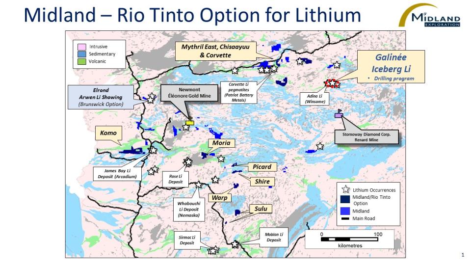 Midland-Rio Tinto Option for Lithium