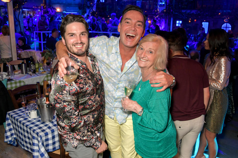 Jonathan Myring, Craig Revel Horwood and Beverley June Horwood attend the opening night of MAMMA MIA! The Party at The O2 on September 19, 2019 in London, England. (Photo by David M. Benett/Dave Benett/Getty Images for Mamma Mia)