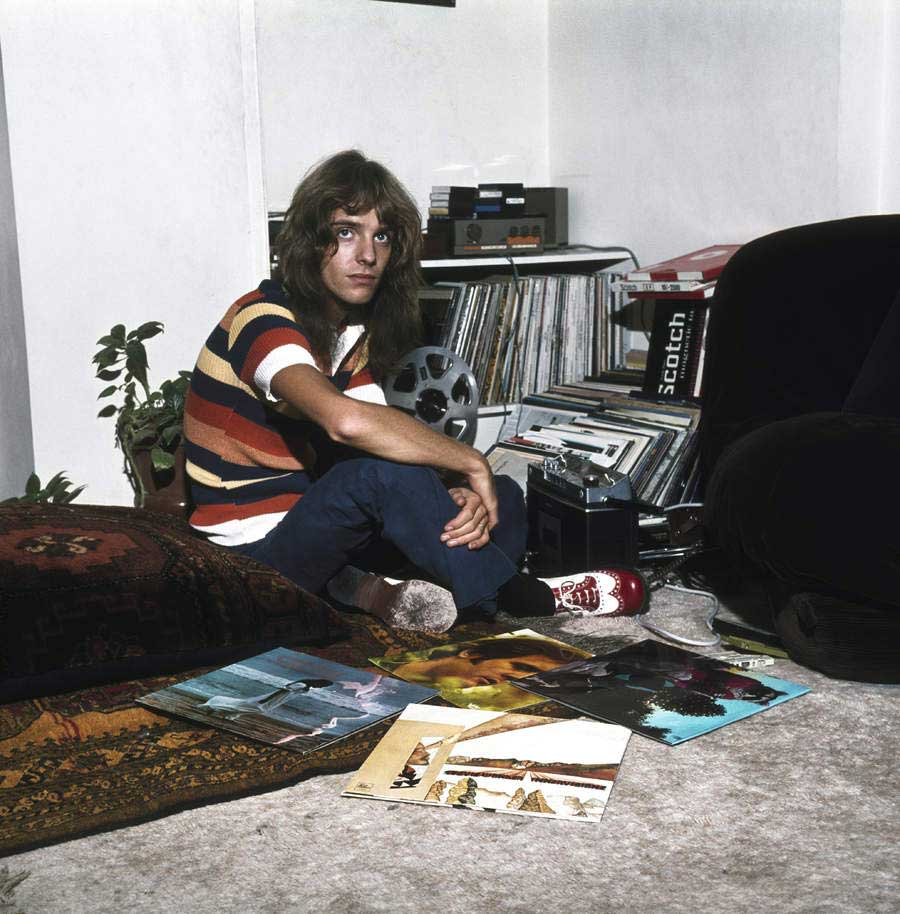 Peter Frampton at home with his record collection
