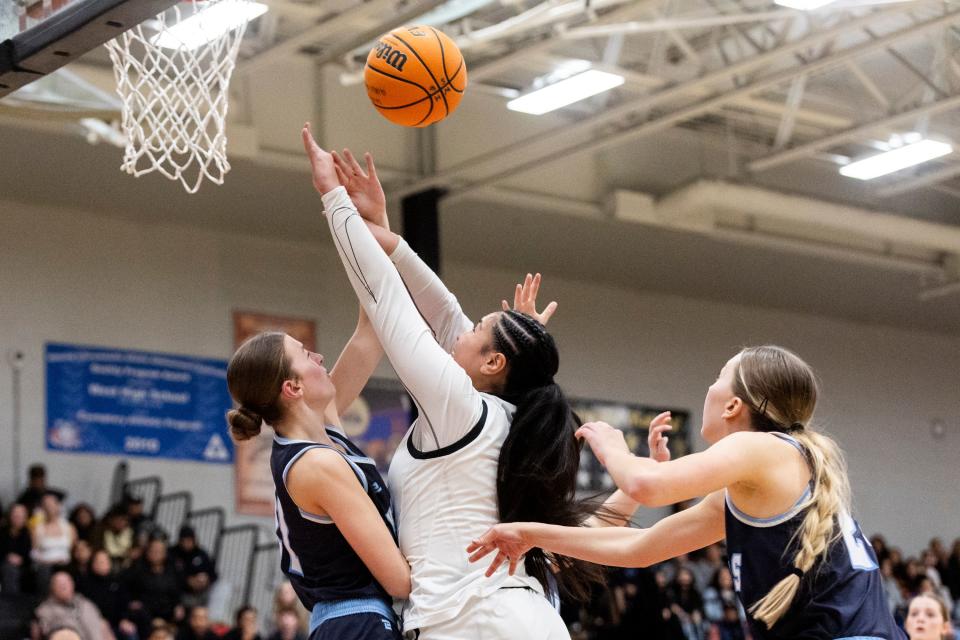 West Panthers center Mia Misa (15) jumps for a shot during a game against the Salem Hills Skyhawks at West High School in Salt Lake City on Thursday, Feb. 22, 2024. | Marielle Scott, Deseret News