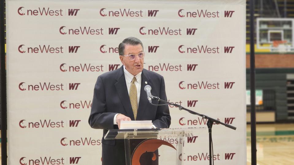 West Texas A&M University President Walter Wendler announces a partnership Thursday with Pampa and White Deer high schools for a yearly scholarship to WT.