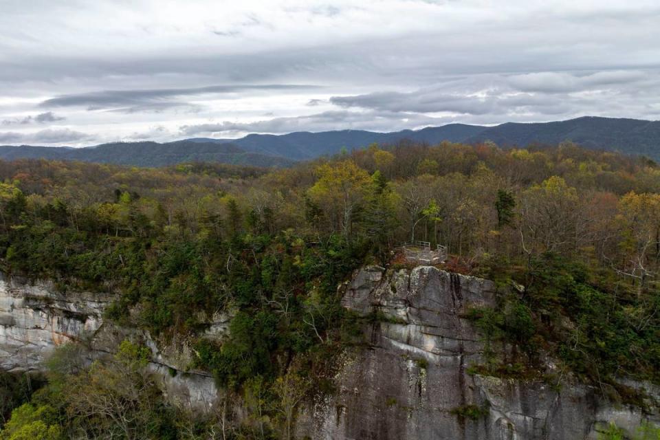 The 12 O’Clock Overlook is photographed at Kingdom Come State Park near Cumberland. Kingdom Come, about a 3-hour drive from Lexington, offers a campground; fishing; hiking; biking; an outdoor theater and pedal boating.