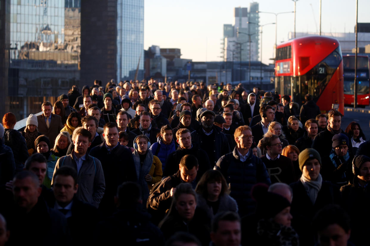 Commuters on London Bridge. Photo: REUTERS/Henry Nicholls