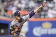 Atlanta Braves' Max Fried pitches during the first inning of a baseball game against the New York Mets, Saturday, May 11, 2024, in New York. (AP Photo/Frank Franklin II)