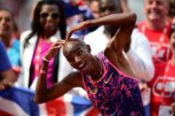 Athletics - London Anniversary Games - London, Britain - July 9, 2017 Great Britain's Mo Farah celebrates winning the Men's 3000m REUTERS/Hannah McKay