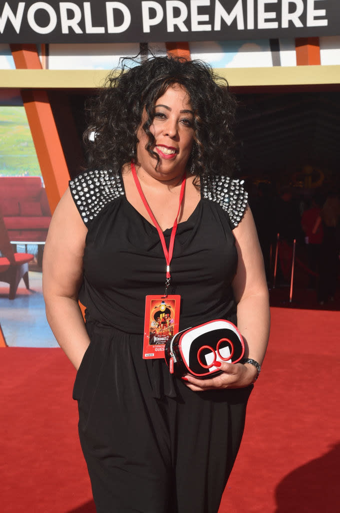 Honey is famously unseen in both The Incredibles and its sequel, so here's a red carpet photo of the character's voice actor, Kimberly Adair Clark, instead. 