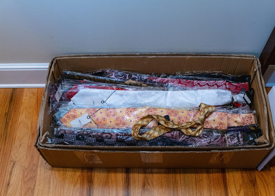 A box of Crump ties in his office in Tallahassee, Fla., on April 3.<span class="copyright">Ruddy Roye for TIME</span>