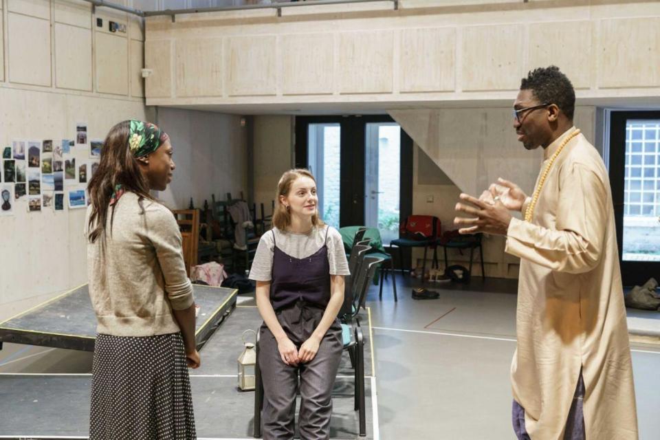 Role model: Nikki Amuka-Bird, left, and above in rehearsals for The Lady From the Sea with director Kwame Kwei-Armah, far left, and Helena Wilson, centre