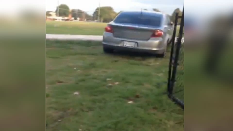 This is the sickening moment before the 14-year-old girl was run over by a vehicle near a school in Texas. Photo: Supplied