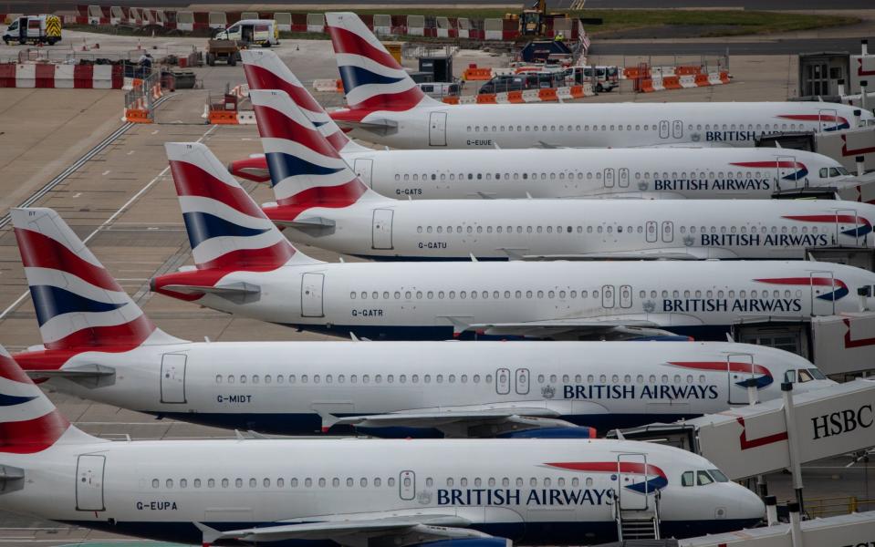 BA planes at Gatwick airport