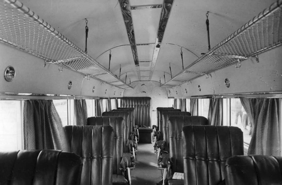 The cabin of the Junkers Ju 52 aircraft "Kaleva" by the Finnish airline Aero photographed in July 1936. With U.S. and French diplomatic couriers aboard, the civilian plane was shot down over the Baltic Sea by Soviet bombers on June 14, 1940 just days before Moscow annexed the three Baltic states. The mysterious case which claimed the lives of nine people is being solved after 84 years as an Estonian diving group has located the aircraft's wreckage off a tiny island close to Tallinn. (Finnish Aviation Museum via AP)