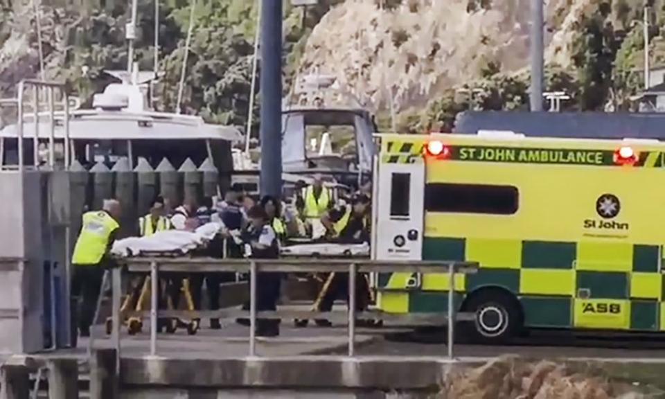 Screengrab of injured people being moved into waiting ambulances in Whakatāne.