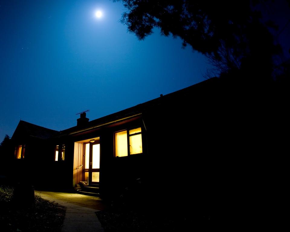 A house at night