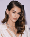 <p>The teen is basically all over NYC this week. She also attended Daily Front Row’s Fashion Media Awards — and later shared a snap of her look. “Last night,” she wrote. (Photo: <a rel="nofollow noopener" href="https://www.instagram.com/p/BY01QZaBm-a/?hl=en&taken-by=kaiagerber" target="_blank" data-ylk="slk:Kaia Gerber via Instagram;elm:context_link;itc:0;sec:content-canvas" class="link ">Kaia Gerber via Instagram</a>) </p>