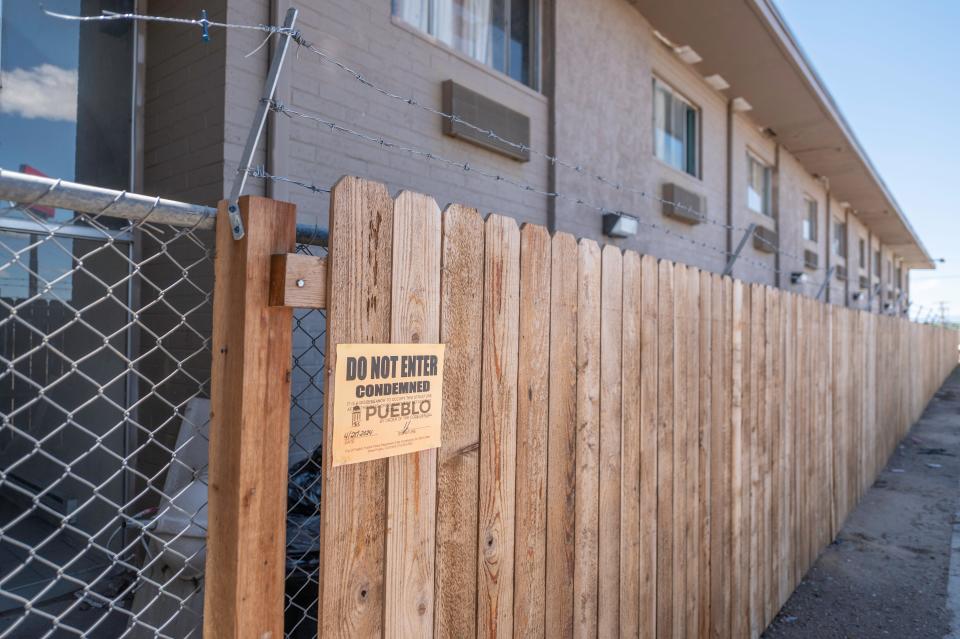 "Do Not Enter" signs and fencing can be seen outside the Val U Stay Inn after being condemned on April 25.