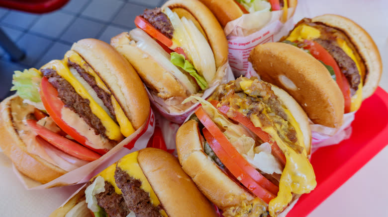 In-N-Out burgers on a tray