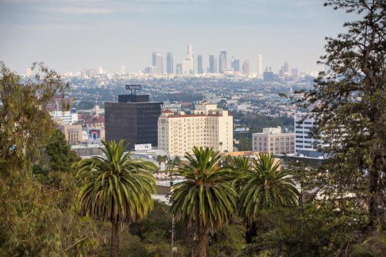 View over Downtown LA from Runyon Canyon park (West Hollywood)