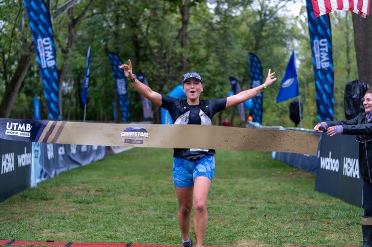 Lotti Brinks wins the Grindstone 100K ahead of Devon Yanko (second) and Anna Fisher (third). Photo: Grindstone Trail Running Festival by UTMB