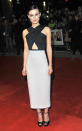 Keira Knightley, who was nominated for "Pride & Prejudice," exposed her midriff in this unusual dress.