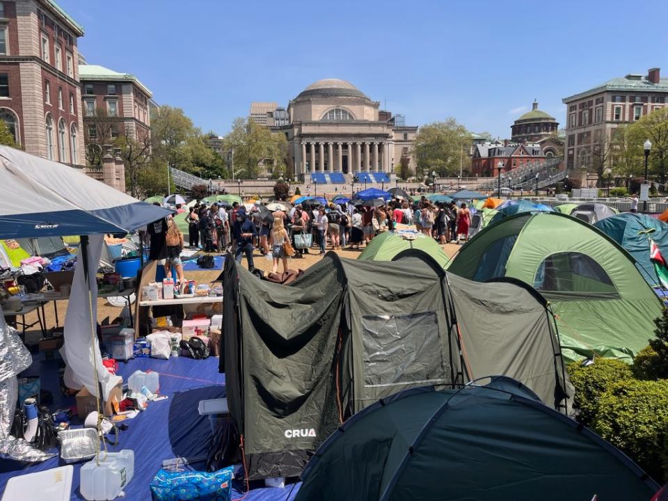 The letter from the administration told protestors they can finish the semester in “good standing” if they abandon the encampment. Rikki Schlott/NY Post