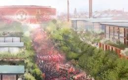 An artist's impression of fans flocking to the proposed new stadium