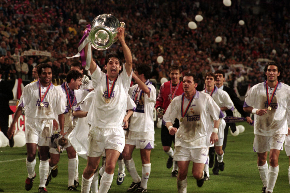 Fernando Morientes with his hands on one of the great prizes in sport