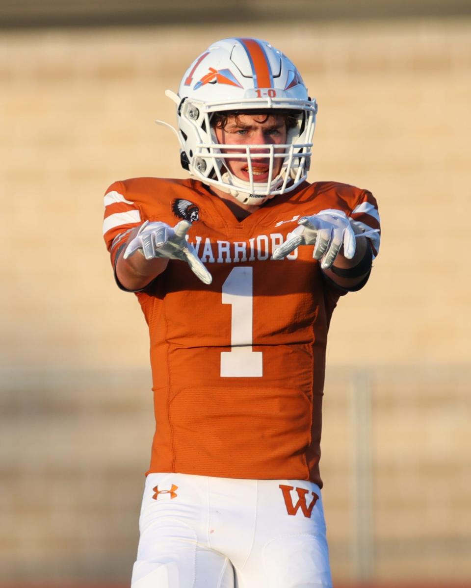 Westwood receiver Grant Jaeger leads the Austin-area in receptions after his 10-catch performance in the Warriors' season-opening game.