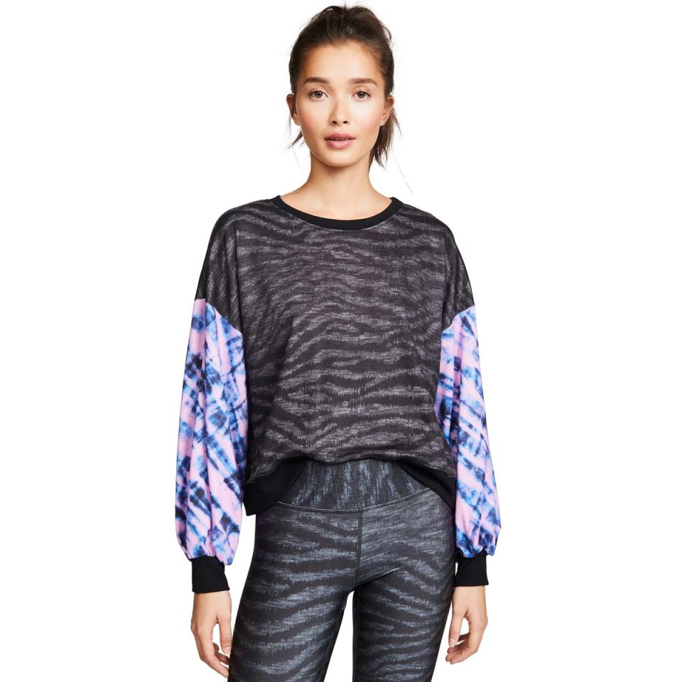 Terez Printed Puff Sleeve Sweatshirt