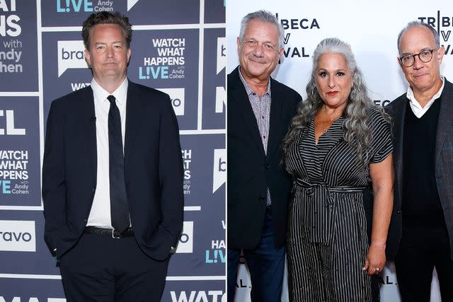 <p>Charles Sykes/Bravo/NBCU Photo Bank</p> Matthew Perry (left) and Kevin Bright, Marta Kauffman and David Crane