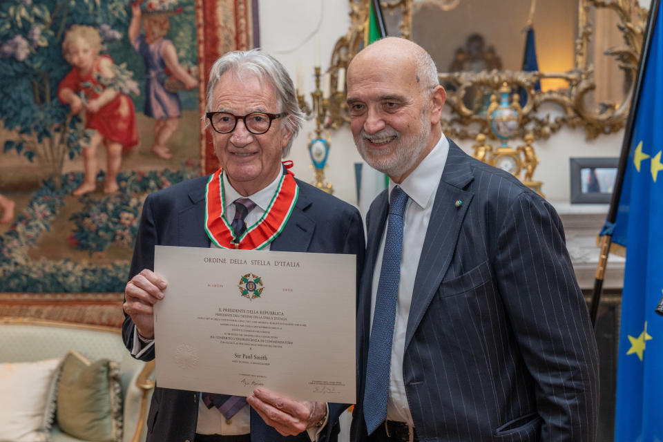 Paul Smith with Inigo Lambertini, Italy's ambassador to the U.K.