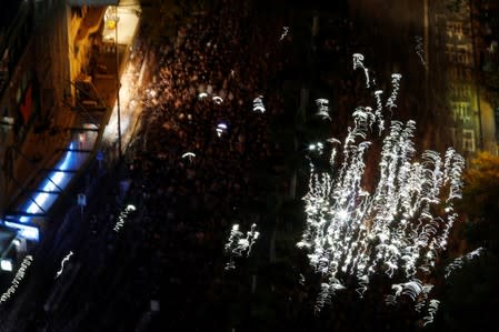 Demonstration demanding Hong Kong's leaders to step down and withdraw the extradition bill, in Hong Kong