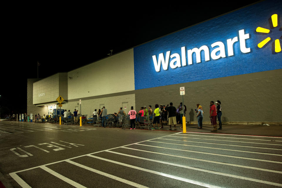 People wait in line early Thursday morning for a Beaumont, Texas, Walmart to open. (Photo: Joseph Rushmore for HuffPost)