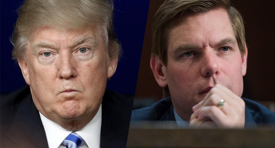 President Trump and Rep. Eric Swalwell, D-Calif. (Photos: Getty Images)