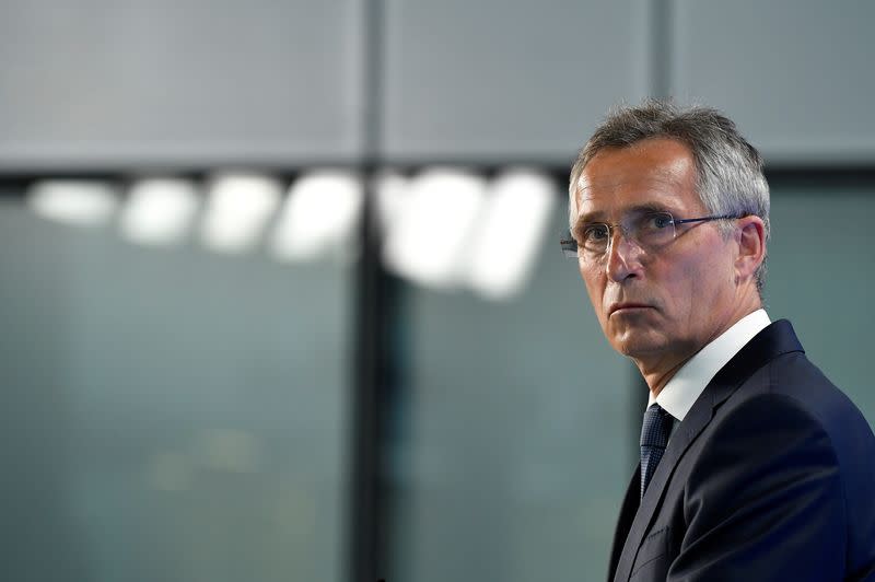 FILE PHOTO: NATO Secretary General Jens Stoltenberg attends a news conference in Brussels