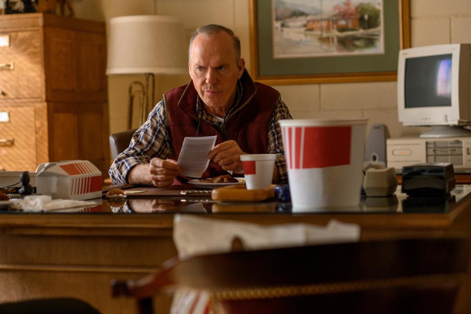 Michael Keaton stars in the adaptation of Beth Macy's book "Dopesick" as Dr. Samuel Finnix, a physician who is initially skeptical of Purdue Pharma's new painkiller OxyContin.