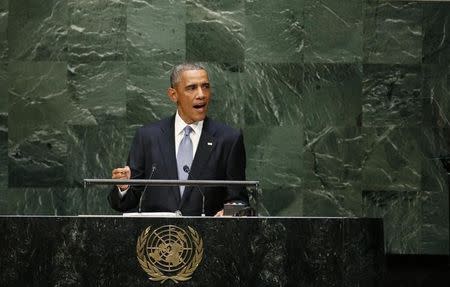 U.S. President Barack Obama addresses the 69th United Nations General Assembly at U.N. headquarters in New York, September 24, 2014. REUTERS/Mike Segar