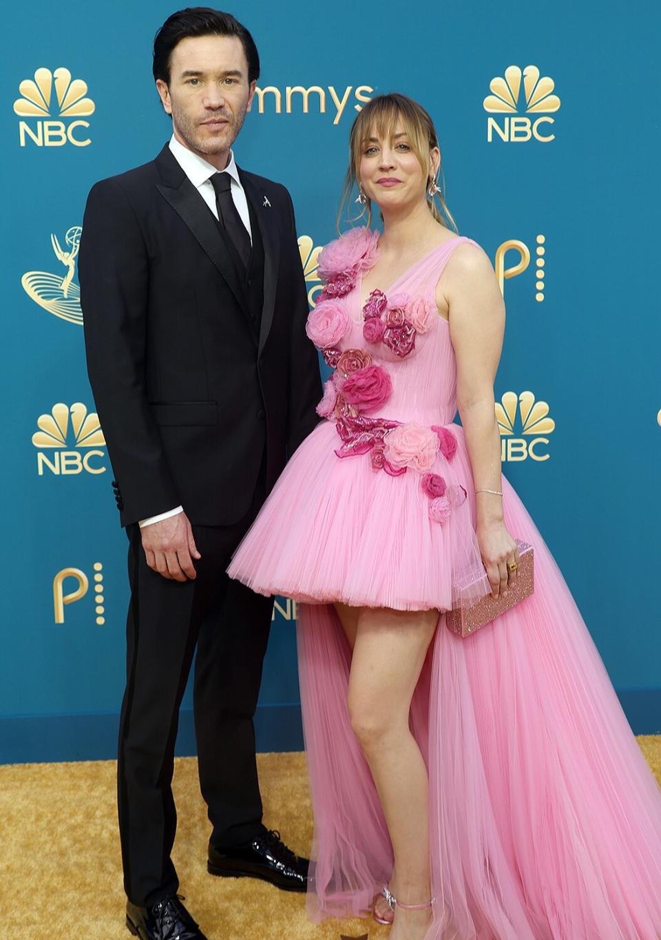 Tom Pelphrey and Kaley Cuoco attends the 74th Primetime Emmys at Microsoft Theater on September 12, 2022 in Los Angeles, California.
